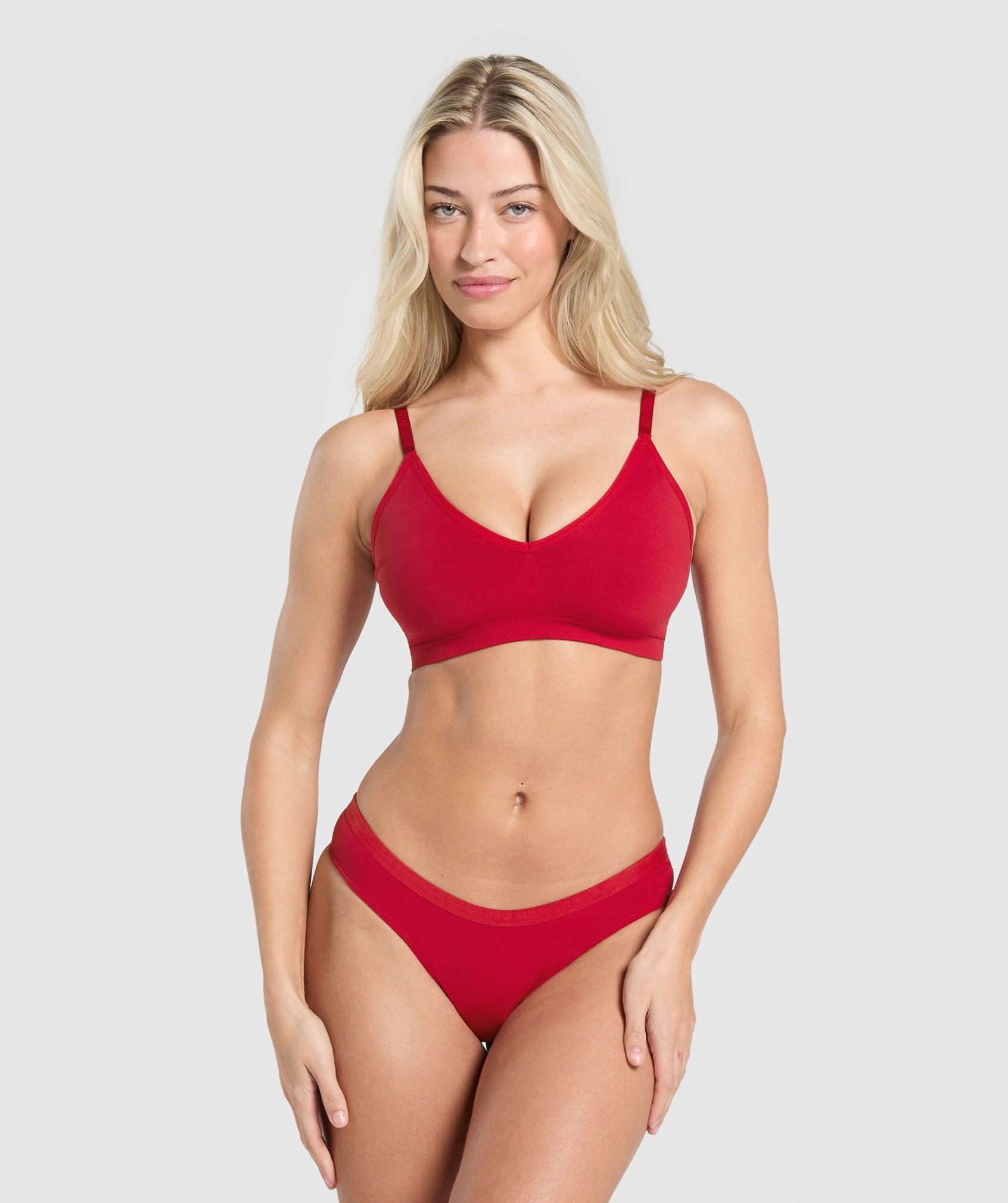 Gymshark Seamless V Neck Bralette - Carmine Red Female Product Image