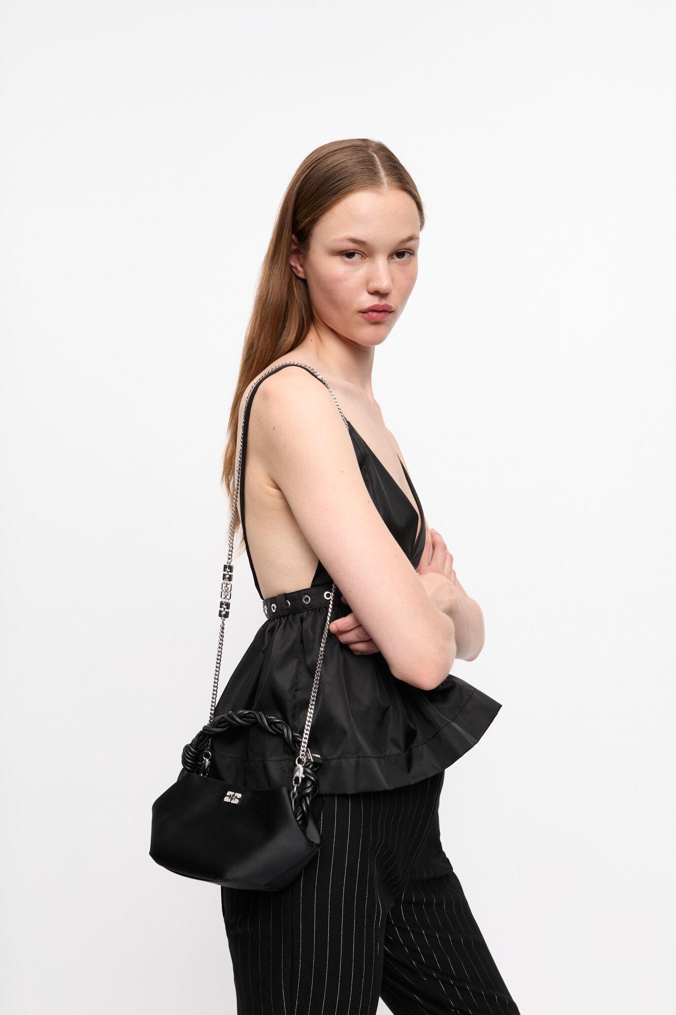 Black Satin Mini GANNI Bou Bag Product Image