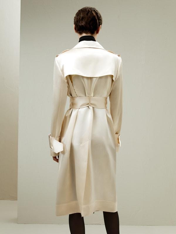Double Breasted Silk-Blend Belted Coat Product Image