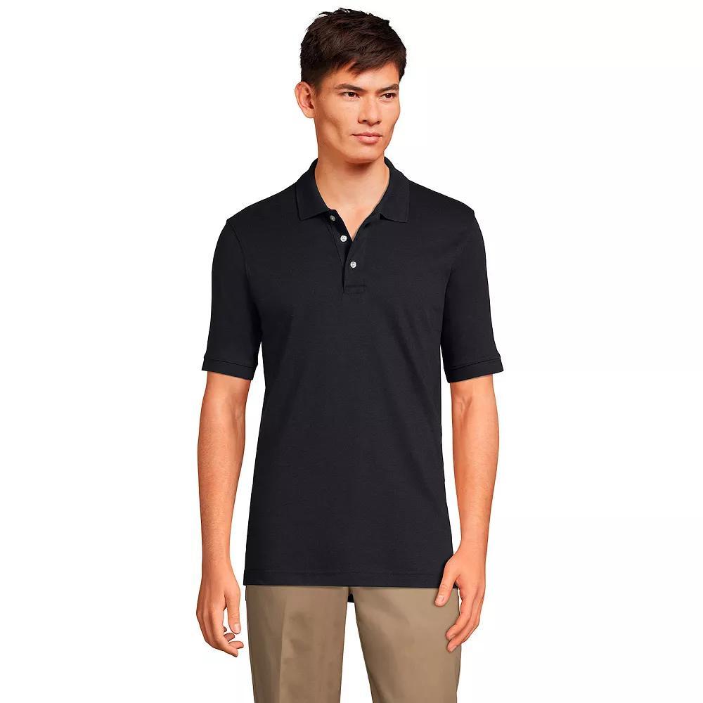 Men's Lands' End Short Sleeve Interlock Polo Shirt, Size: Small, White Product Image