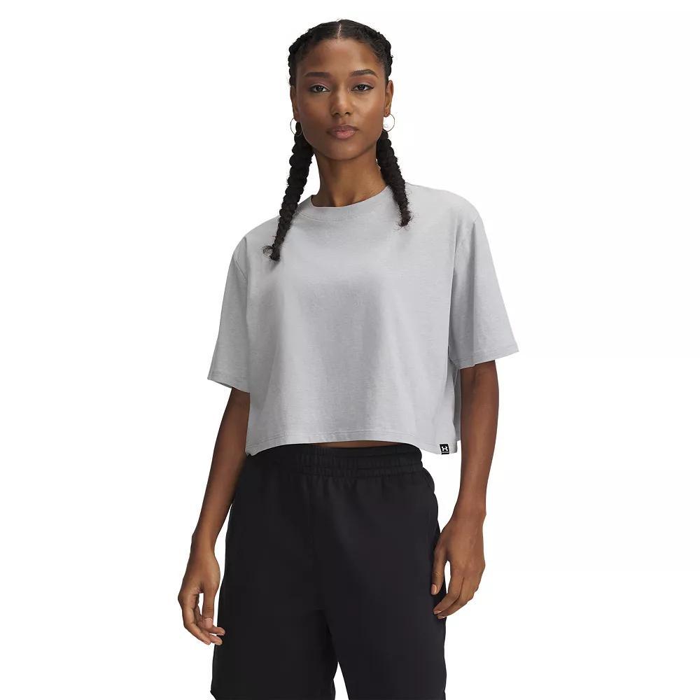 Women's Under Armour Rival Short Sleeve Cropped Tee, Size: Medium, Mod Gray Light Grey Product Image