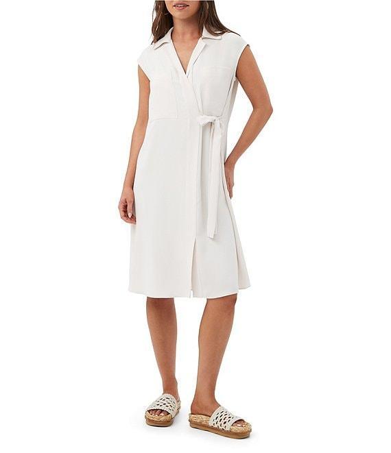 Trina Turk Meron Georgette Notch Lapel V-Neck Cap Sleeve Wrap Dress Product Image