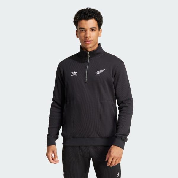 adidas All Blacks Essentials Half-Zip Waffle Sweatshirt All Black M Mens Product Image
