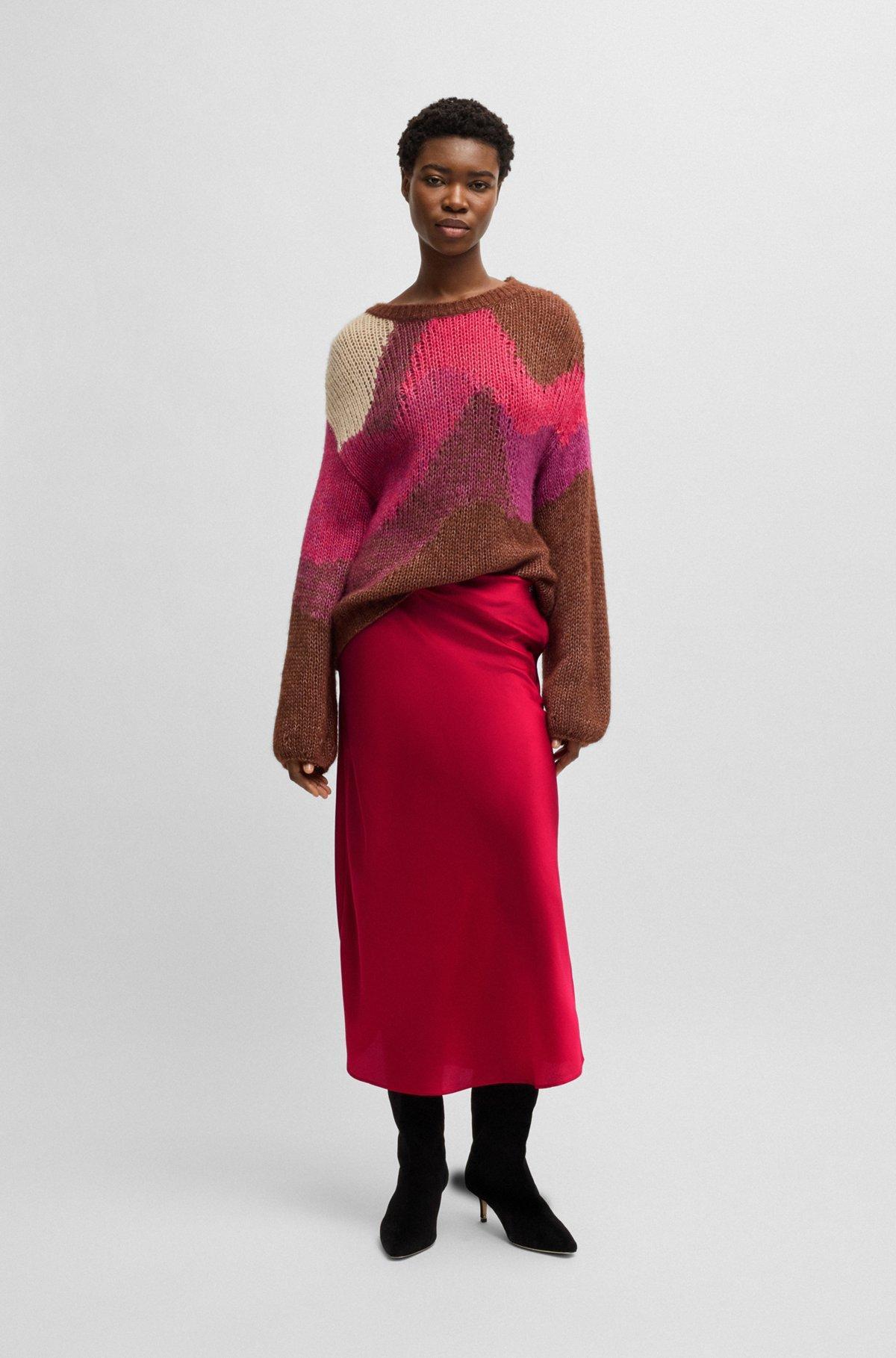 Midi-length skirt in hammered satin Product Image