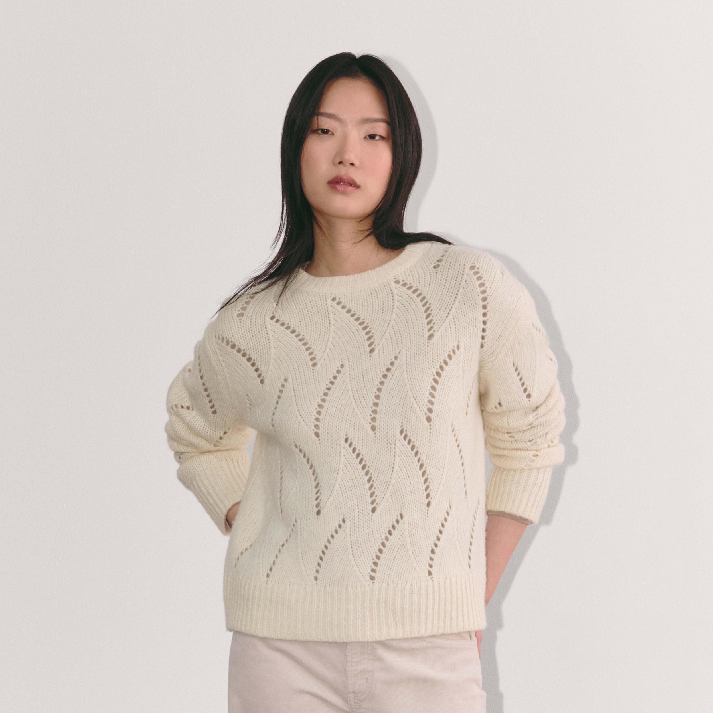 The Pointelle Sweater in Cloud Product Image