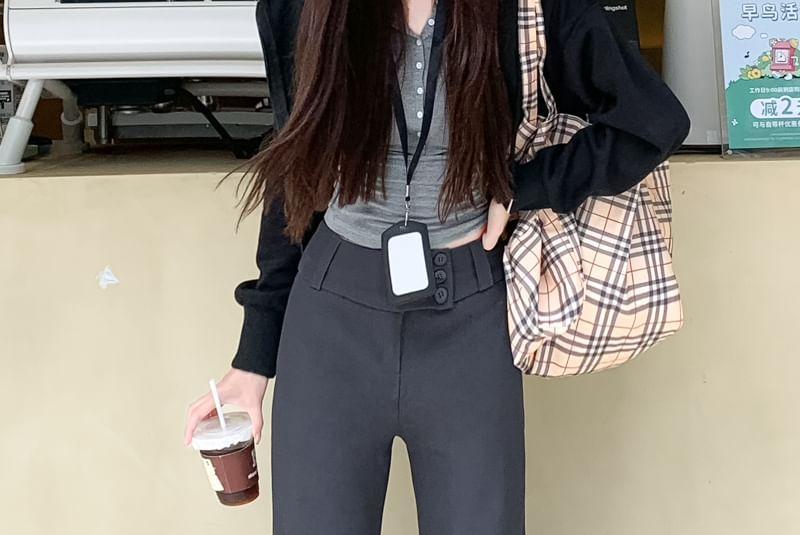 High Rise Plain Flared Pants Product Image