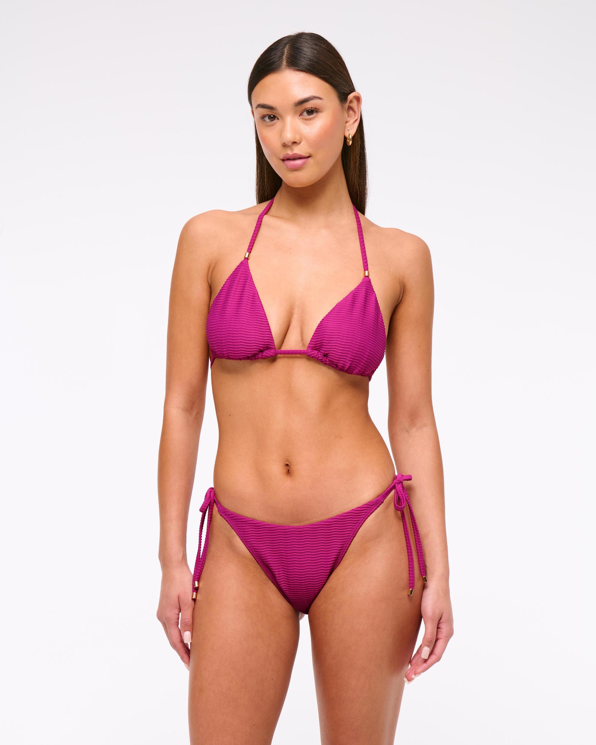 Beaded Halter String Triangle Bikini Top Product Image