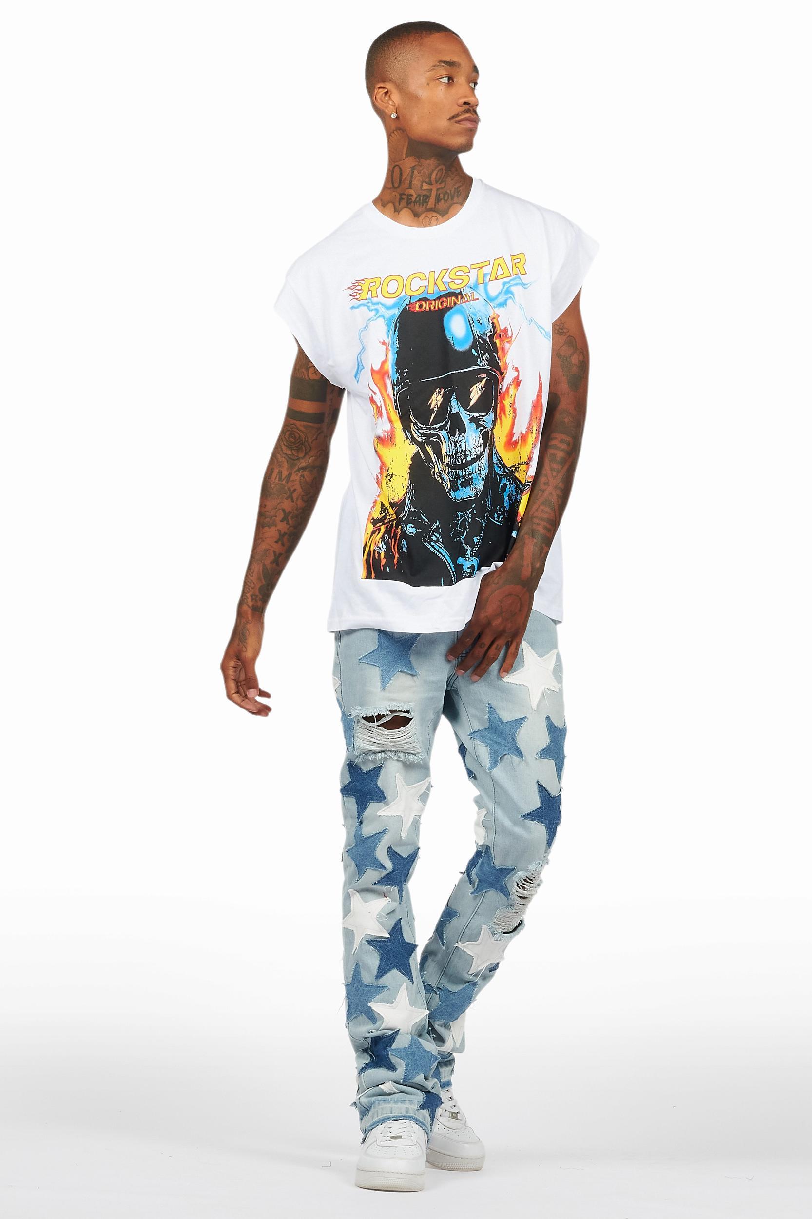 Balius White Graphic Muscle T-Shirt Male Product Image