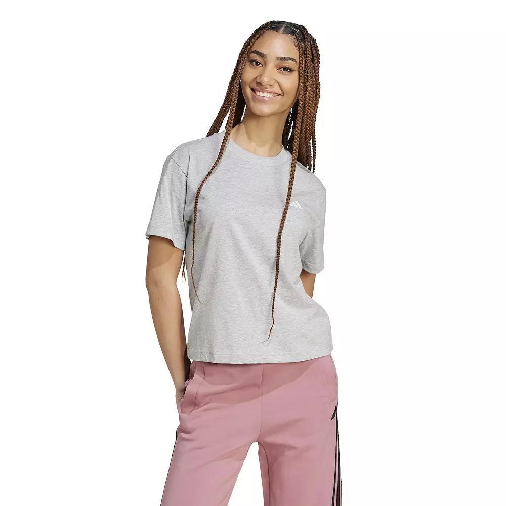Women's adidas Essentials Small Logo Sportswear T-Shirt, Size: Large, Medium Grey Grey Product Image