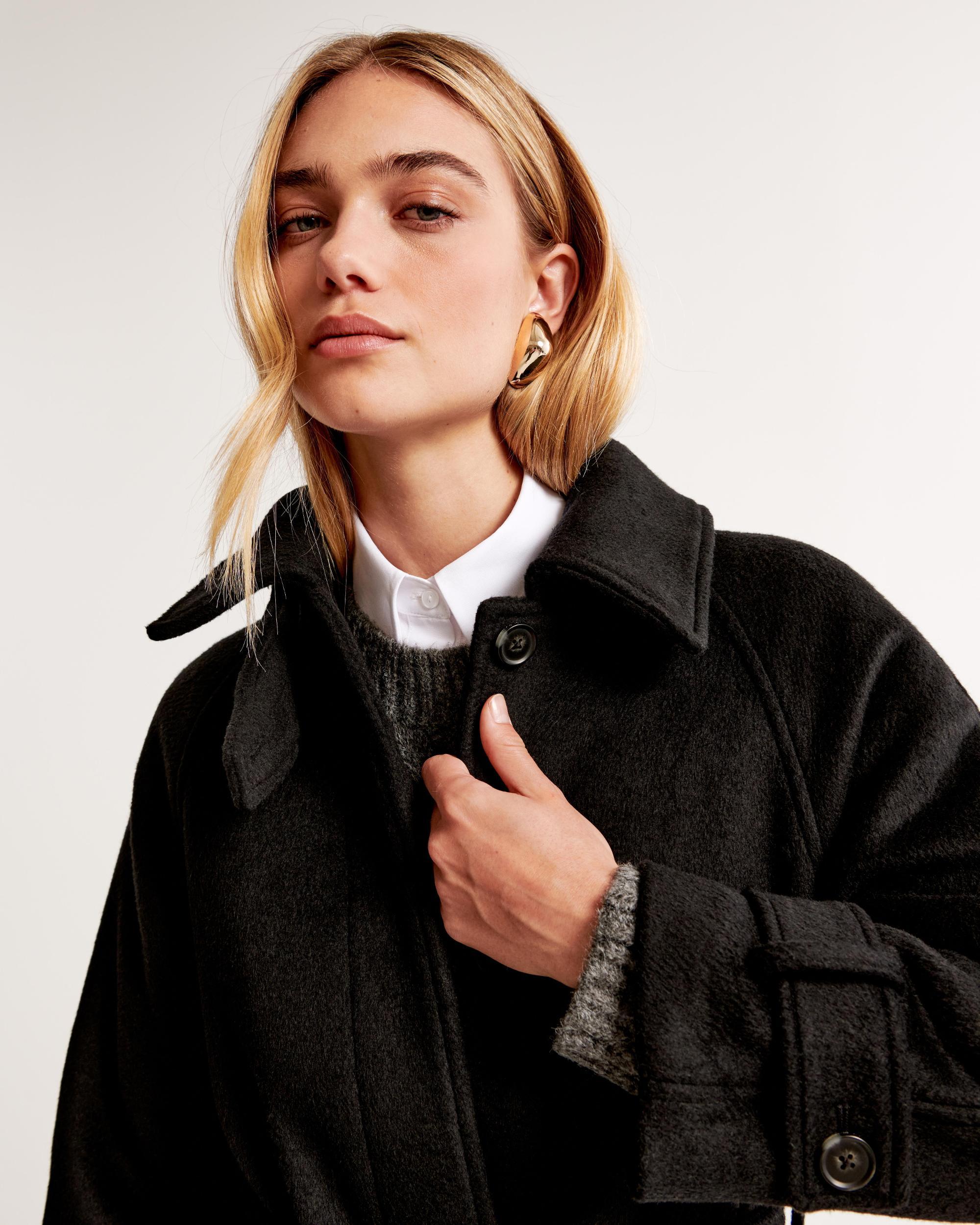 Wool-Blend Funnel Neck Coat Product Image