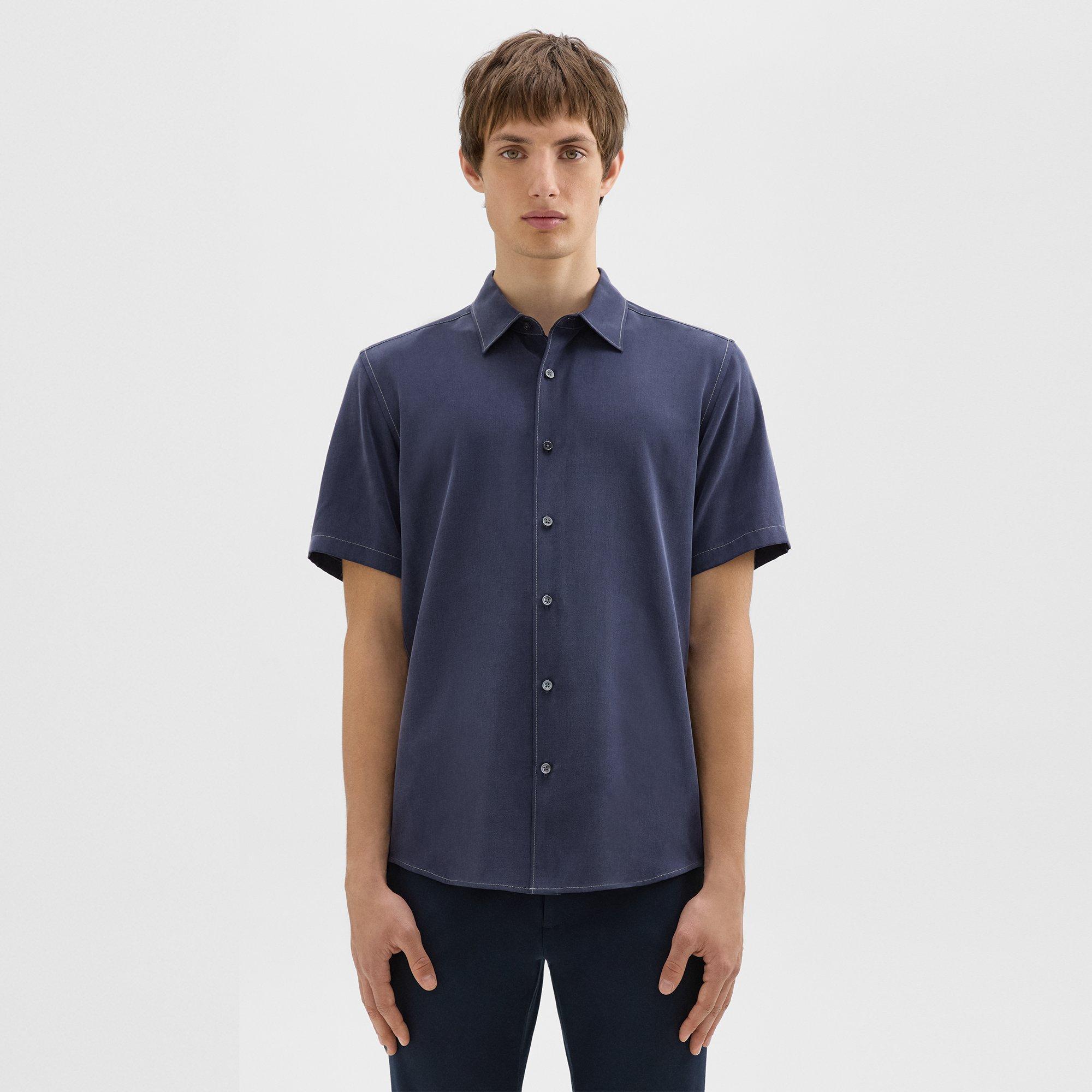 Fluid Twill Irving Short-Sleeve Shirt | Theory Product Image