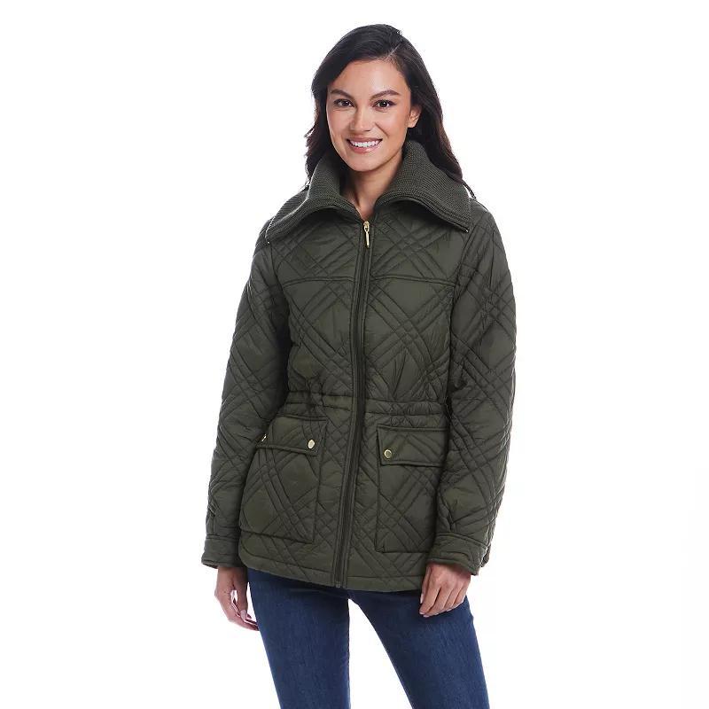 Women's Weathercast Wide Collar Quilted Anorak Jacket, Size: XL, Blue Product Image