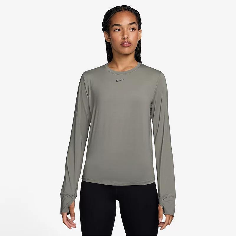 Womens Nike One Classic Dri-FIT Long Sleeve Top Grey Gray Product Image
