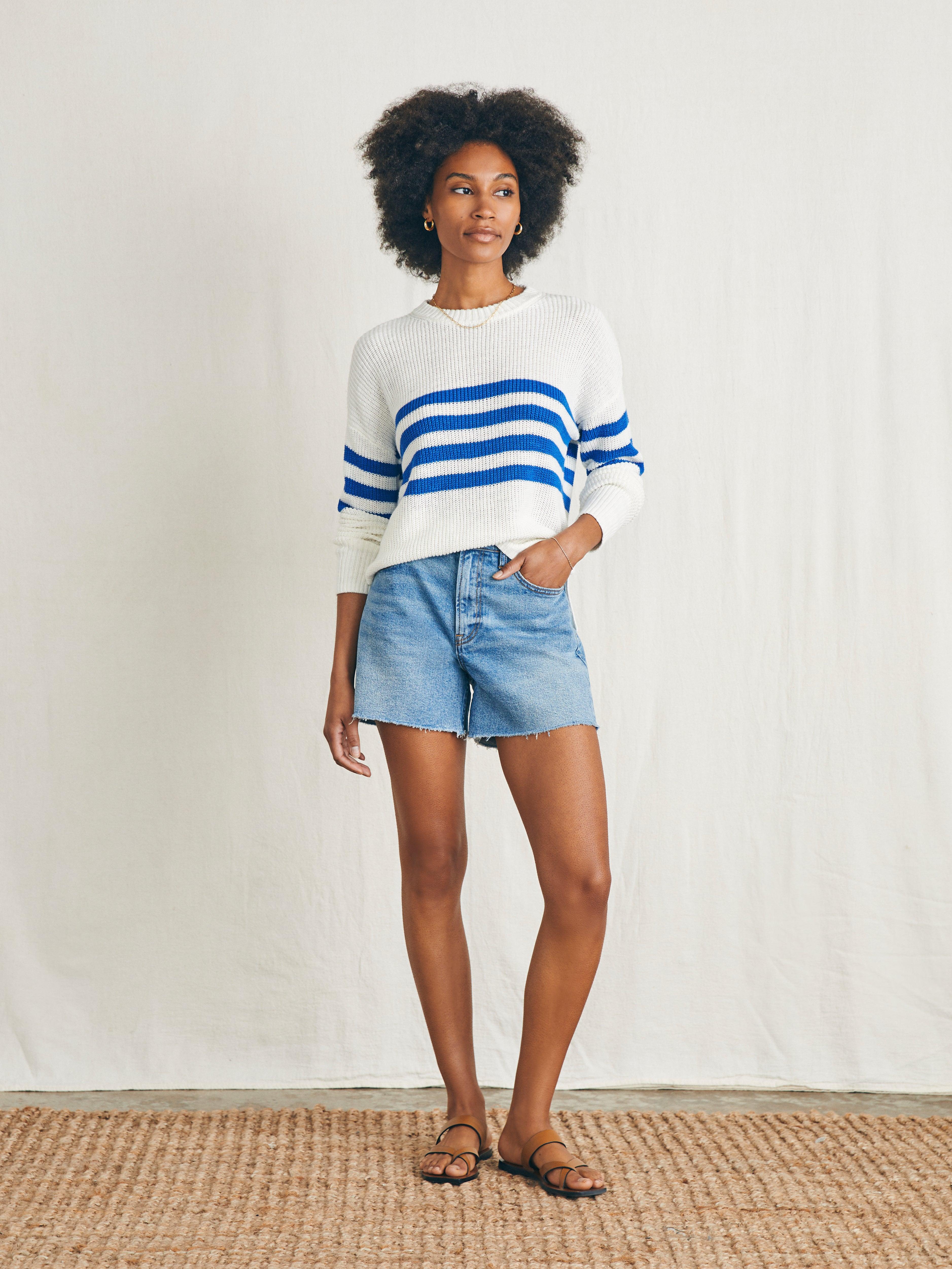 Miramar Linen Crew Sweater - Charleston Stripe Female Product Image