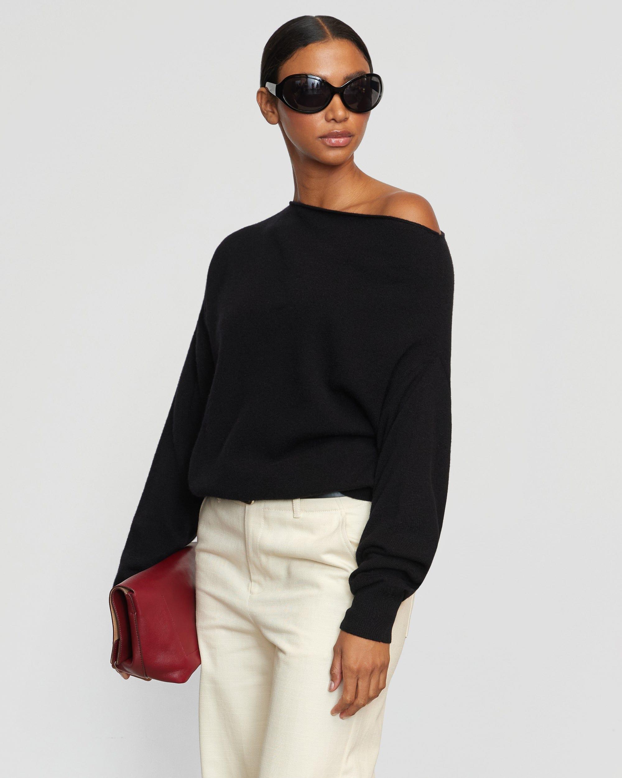Lan Cashmere Off-Shoulder Sweater Product Image