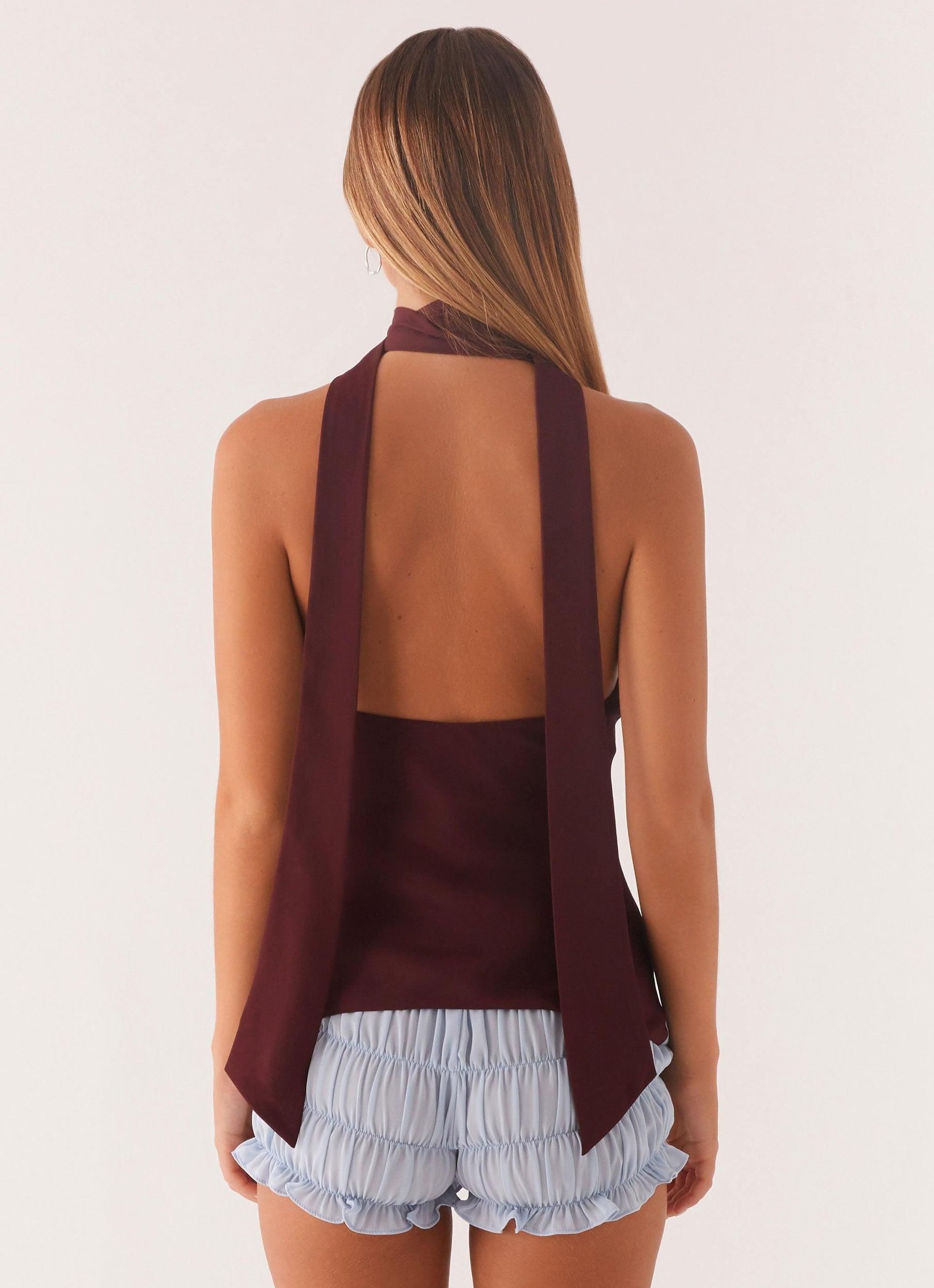 Catarina Halter Top - Maroon Print Product Image