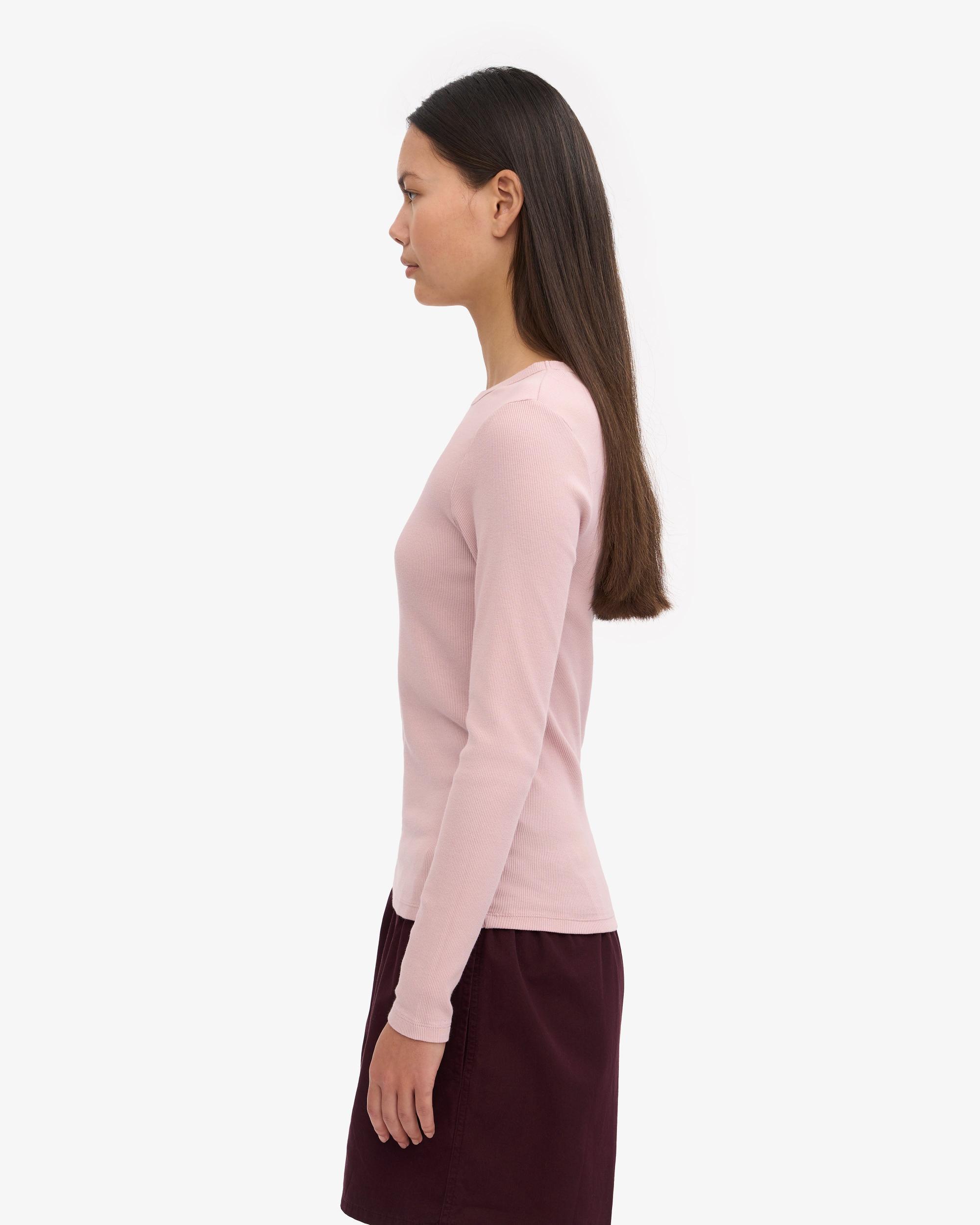 Women Organic Rib LS T-Shirt - Faded Pink Product Image