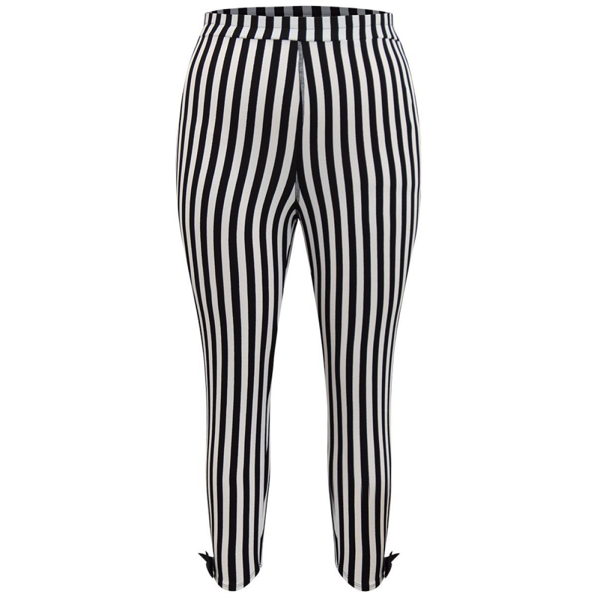 Plus Size Halloween Striped Patchwork Bowknot Pants Women Multicolor Elegant Bodycon High Rise Festival-Halloween Pants BloomChic 12/L Product Image