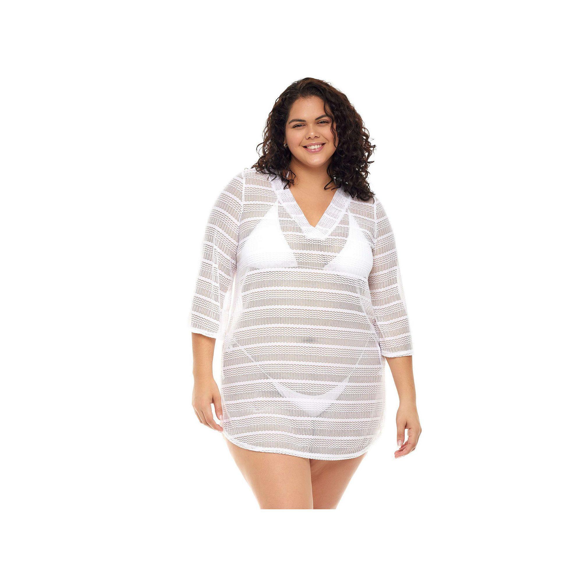 Plus Size Jordan Taylor Sheer Swim Cover-Up Tunic, Women's, Size: 2XL, White Product Image
