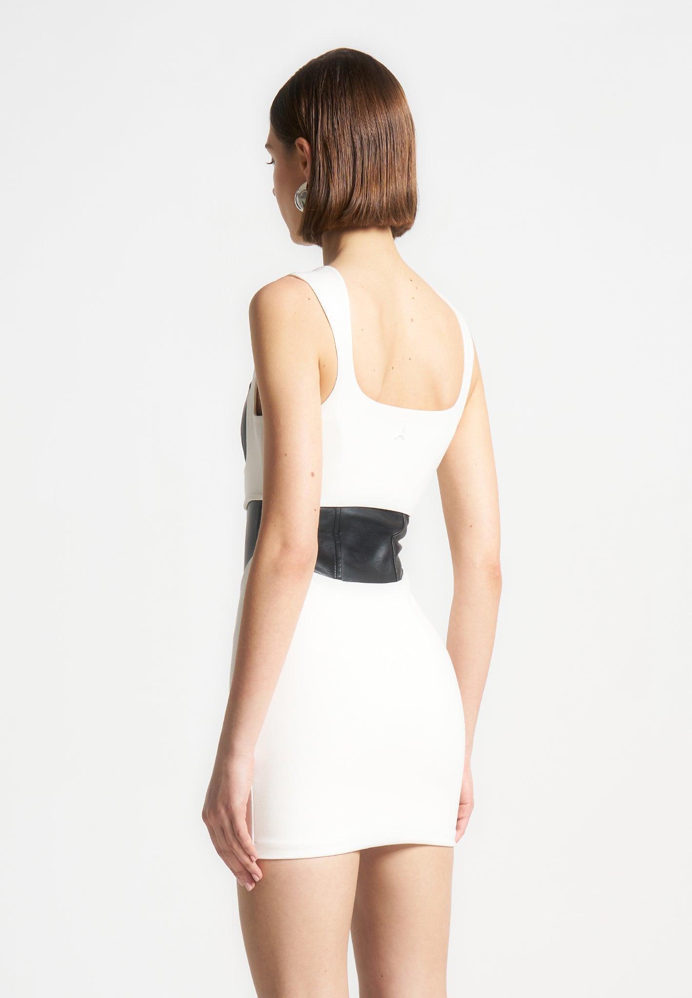 Layered Corset Mini Dress - White/Black Female Product Image