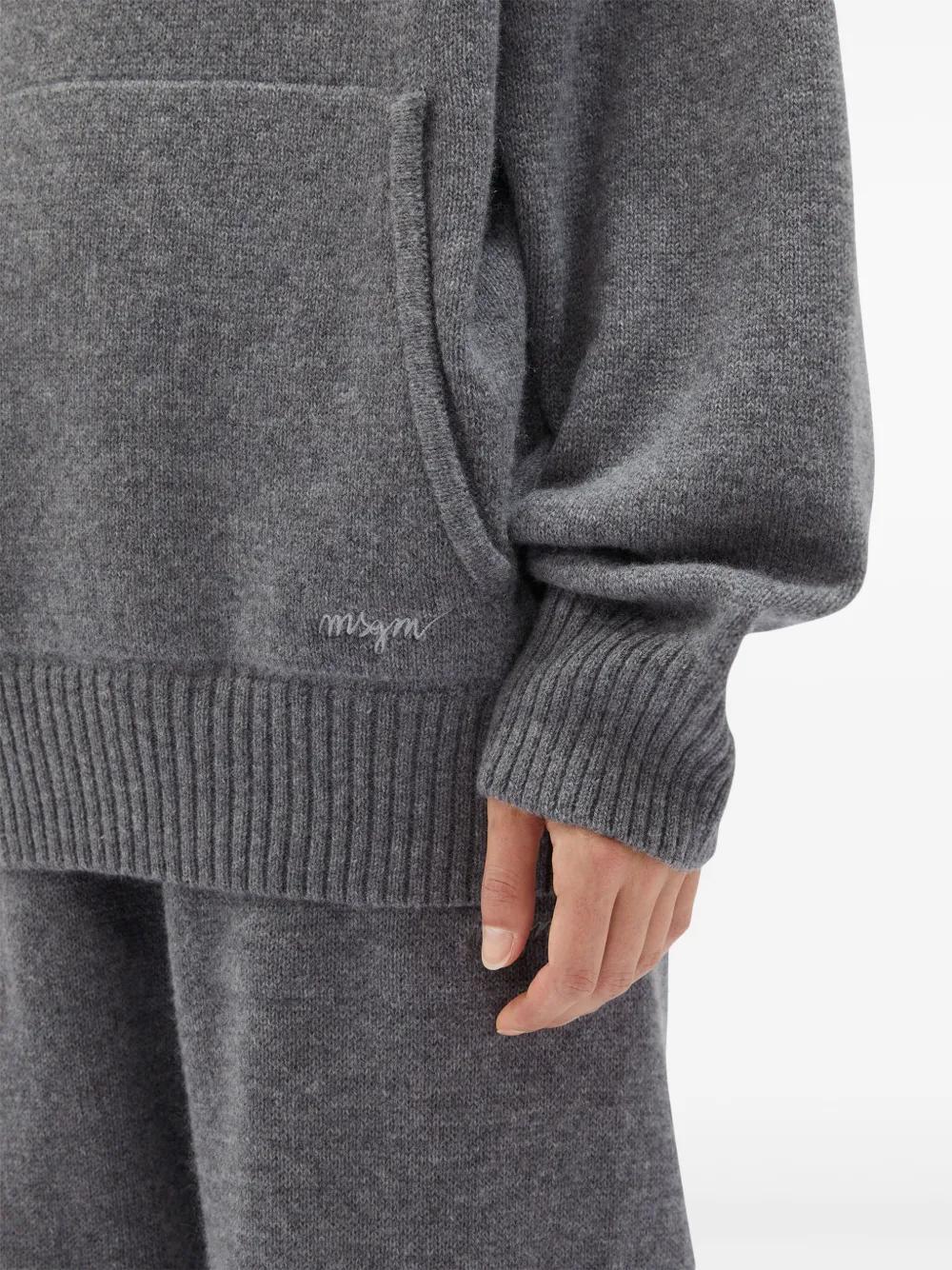 MSGM Embroidered-logo Knitted Sweatshirt In Gris Product Image