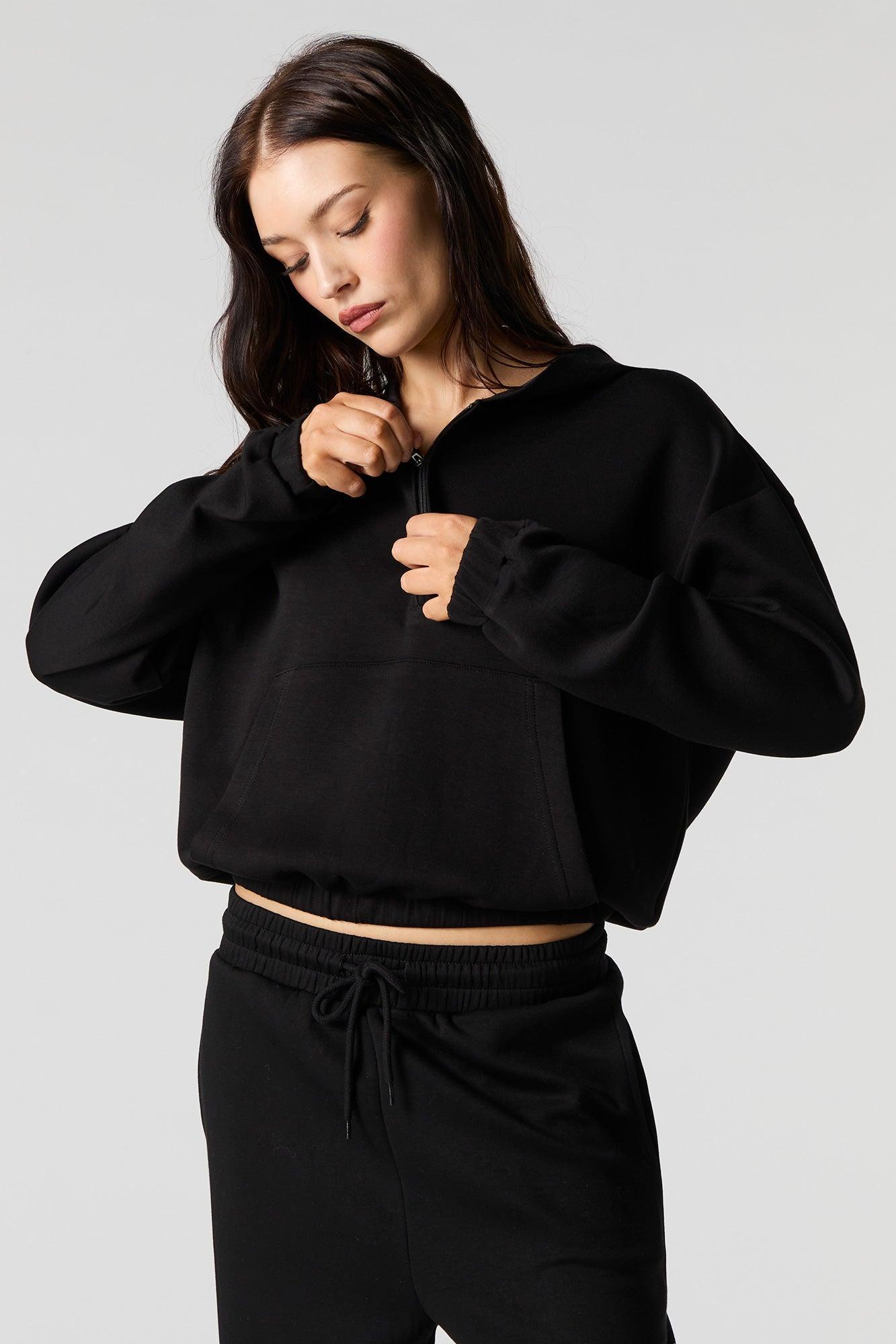 Active Quarter Zip Cinched Fleece Hoodie Female Product Image