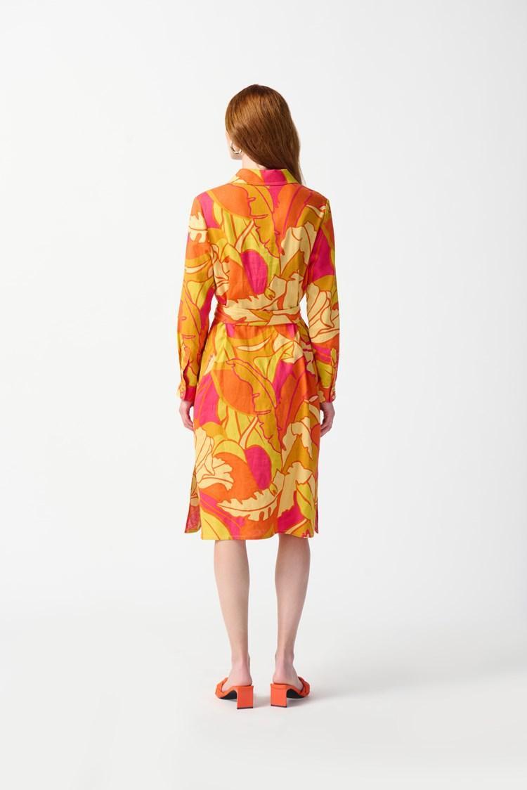 Linen Blend Floral Print Shirt Dress Product Image