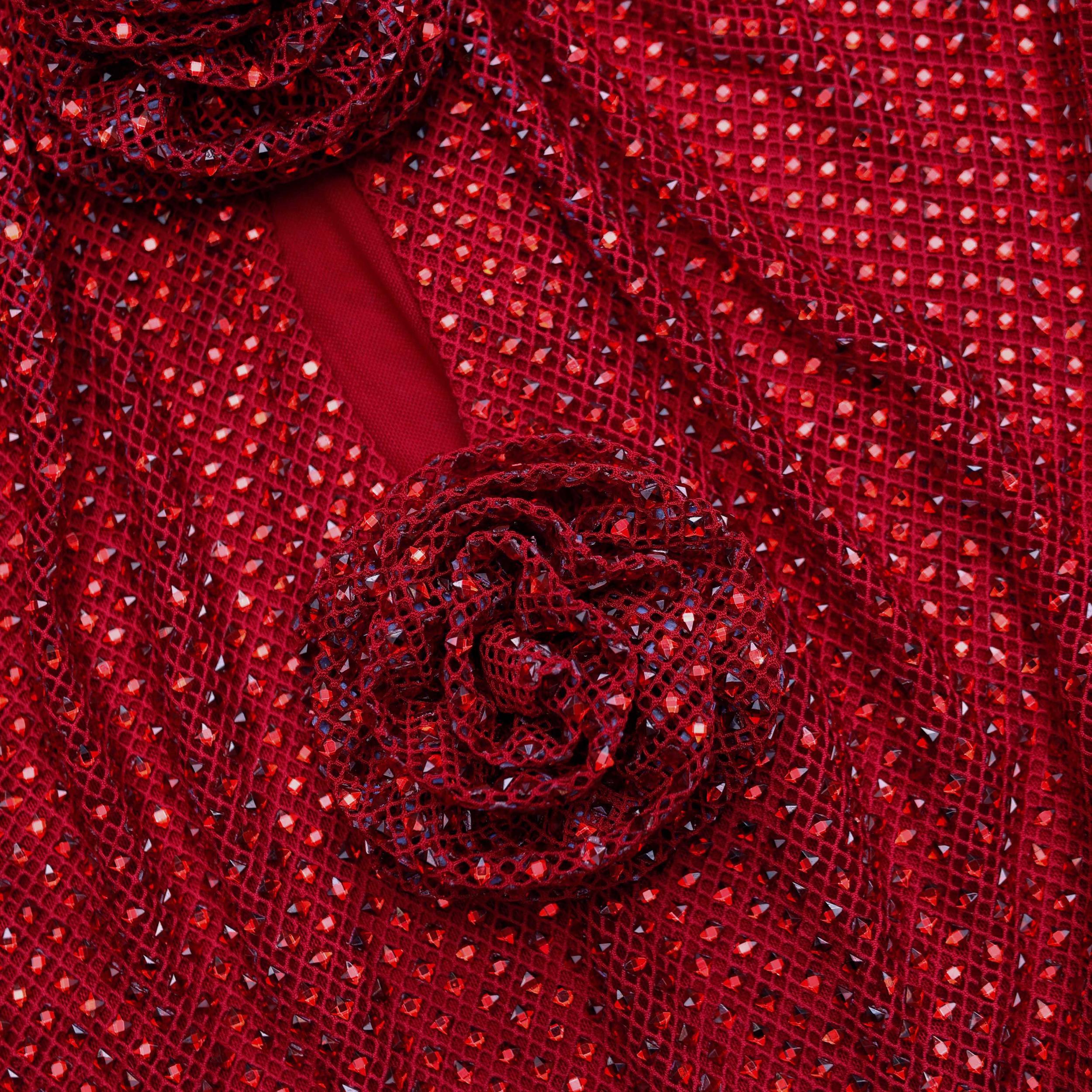 Red Rhinestone Fishnet Top Product Image