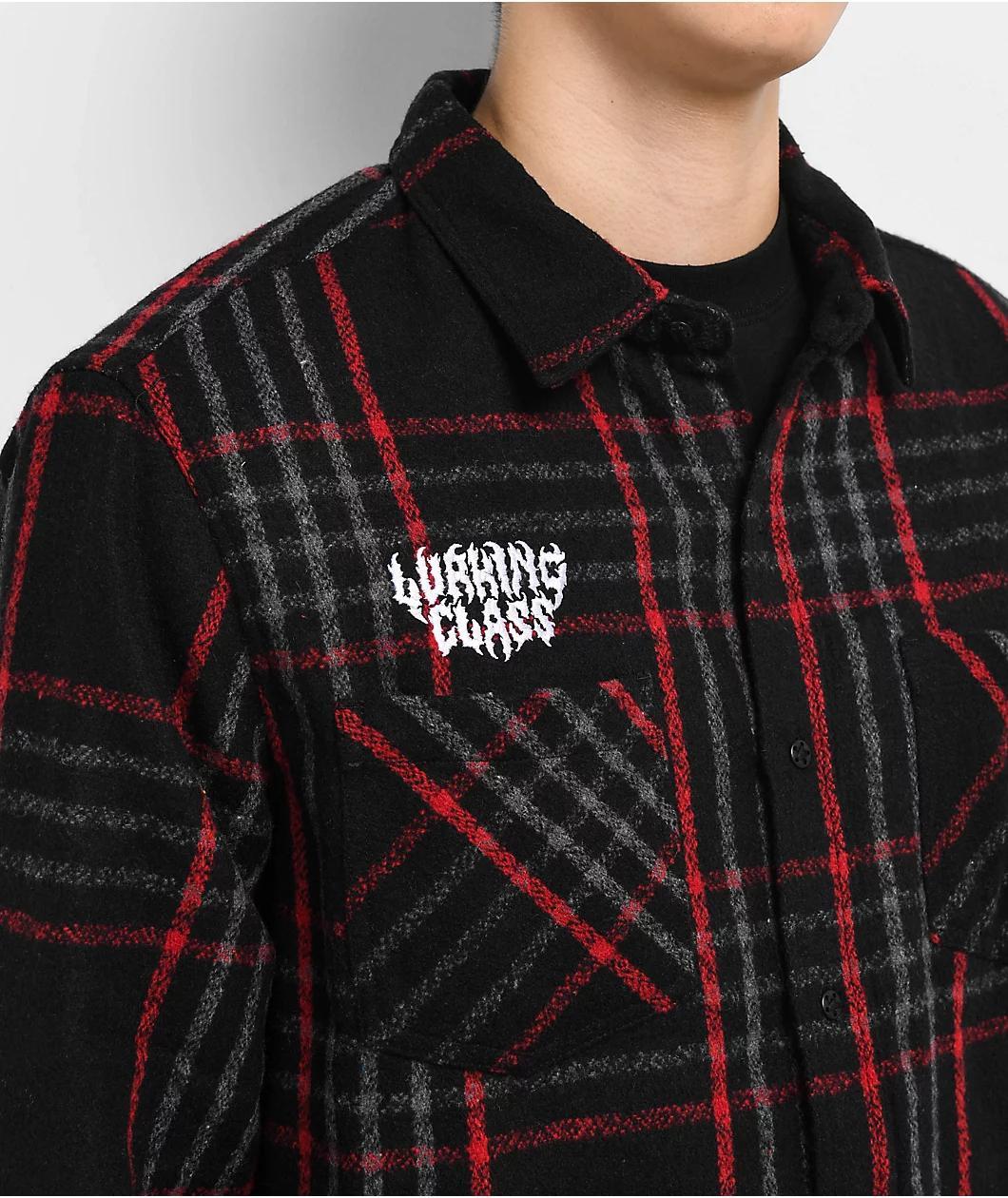 Lurking Class by Sketchy Tank Cracked Red Flannel Shirt Product Image