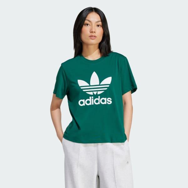 adidas Adicolor Trefoil Boxy Tee Black 2XS Womens Product Image