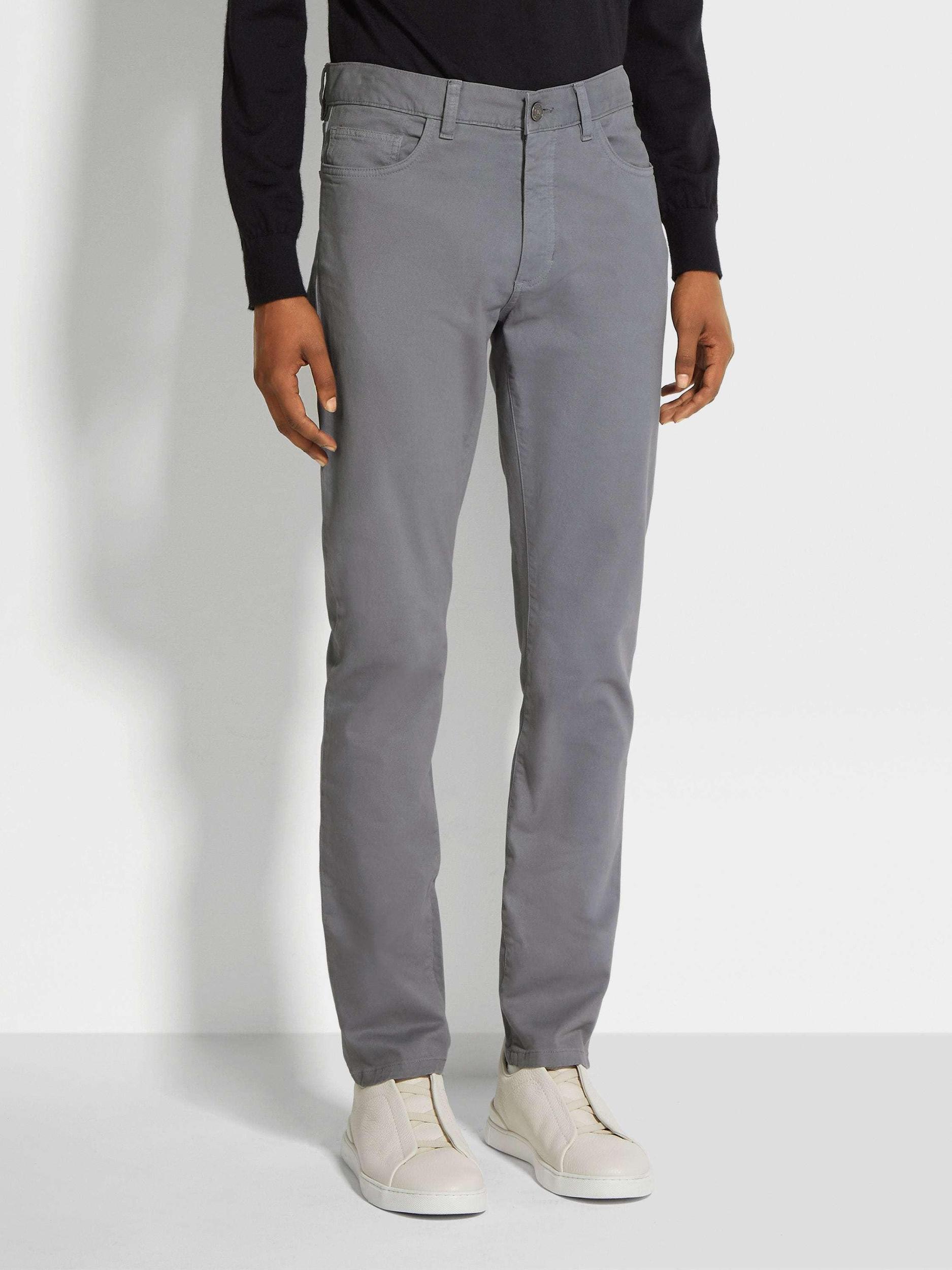 ZEGNA Garment-dyed Tapered Jeans In Gray Product Image
