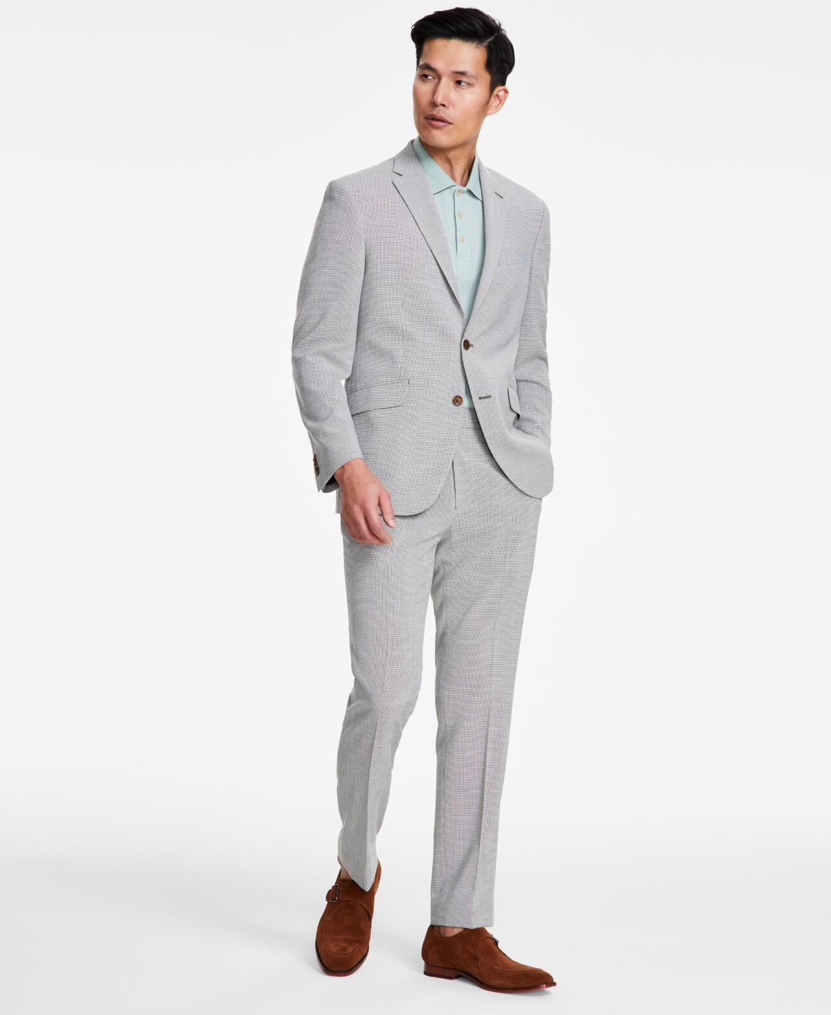 Kenneth Cole Reaction Mens Slim-Fit Mini-Houndstooth Suit Product Image