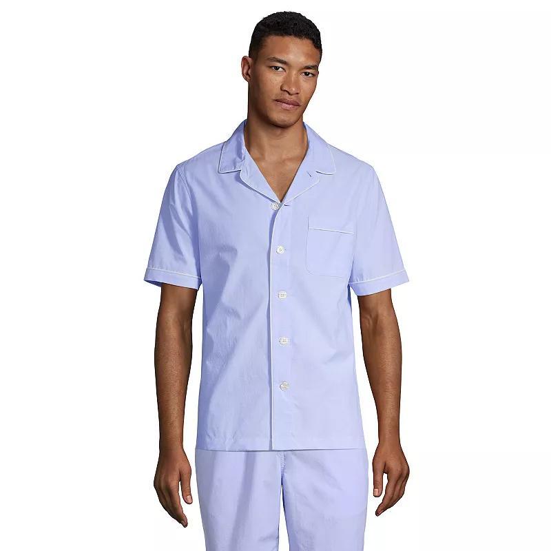 Men's Lands' End Poplin Pajama Shirt, Size: Large, Blue Chambray Product Image