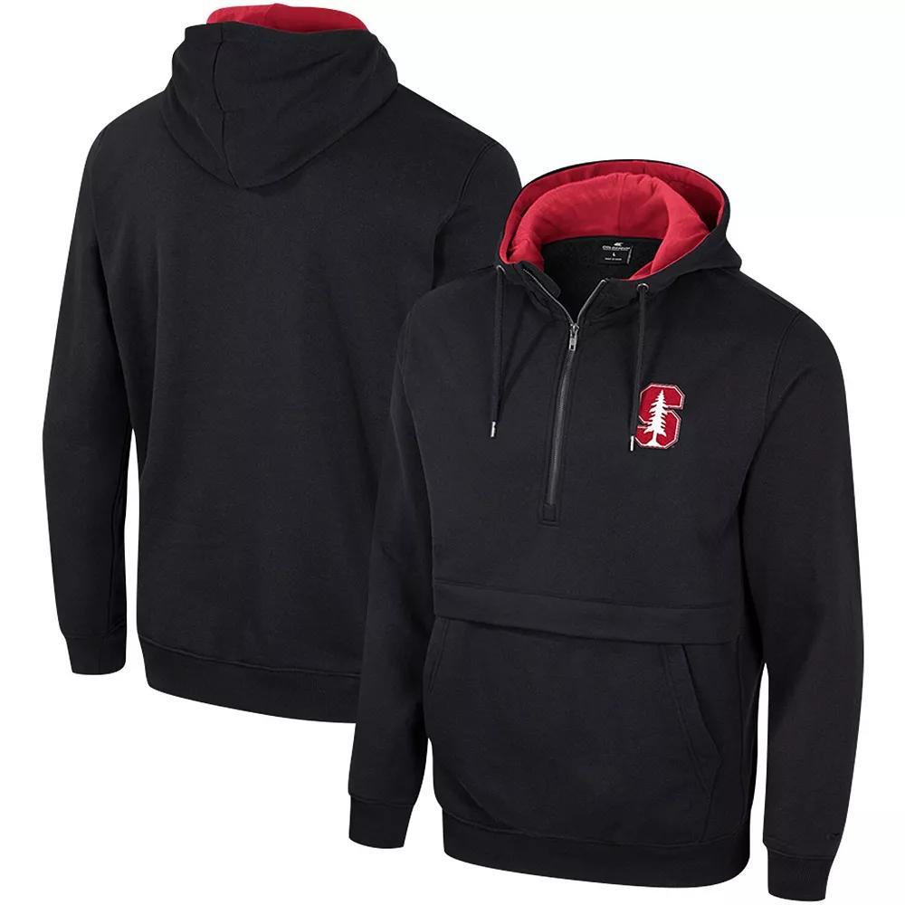 Men's Colosseum Black Stanford Cardinal Half-Zip Hoodie, Size: 2XL Product Image