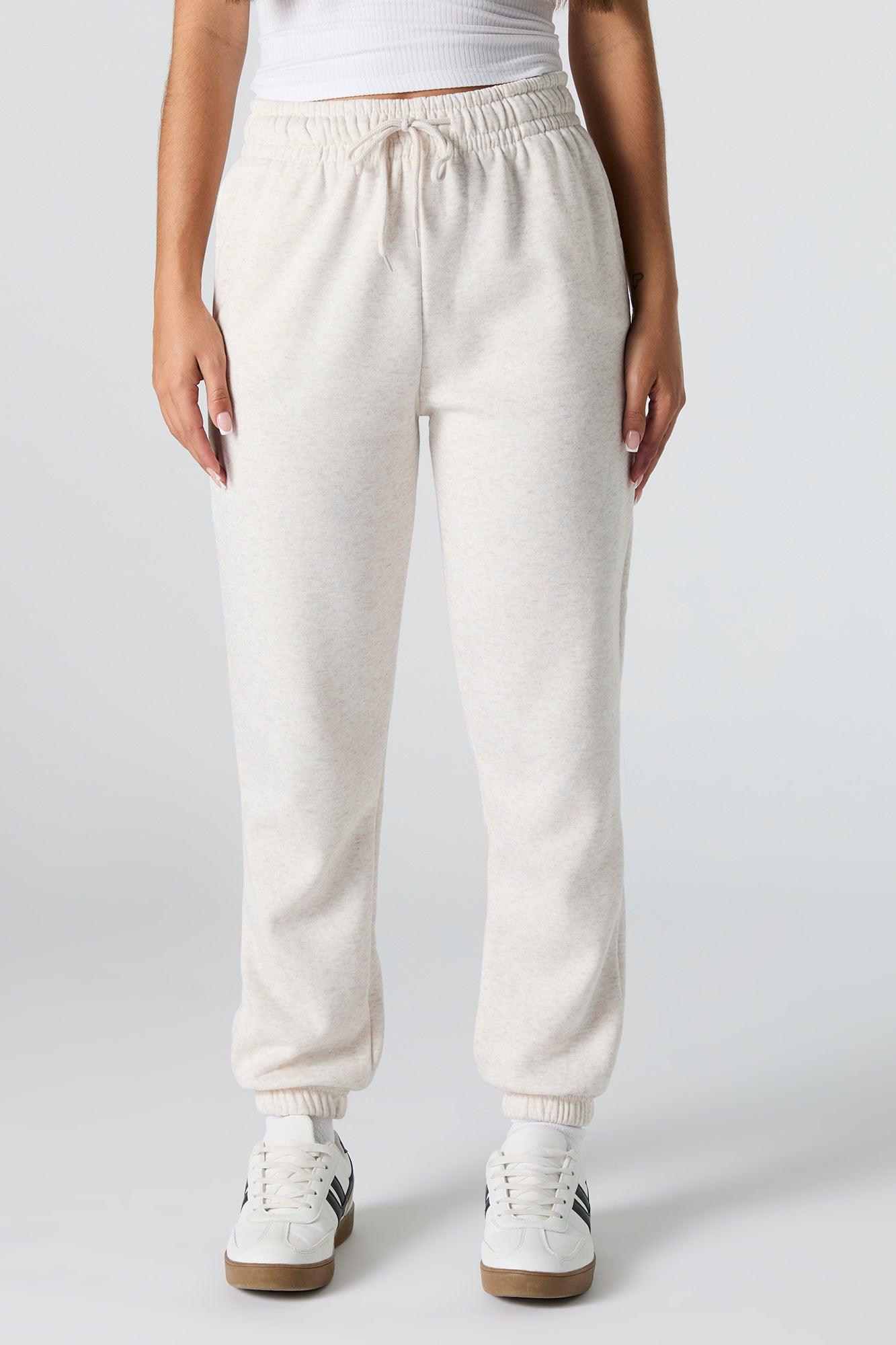 High Rise Solid Fleece Jogger Female Product Image