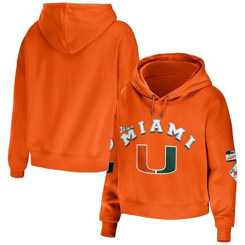 Women's WEAR by Erin Andrews Orange Auburn Tigers Mixed Media Cropped Pullover Hoodie, Size: 2XL Product Image