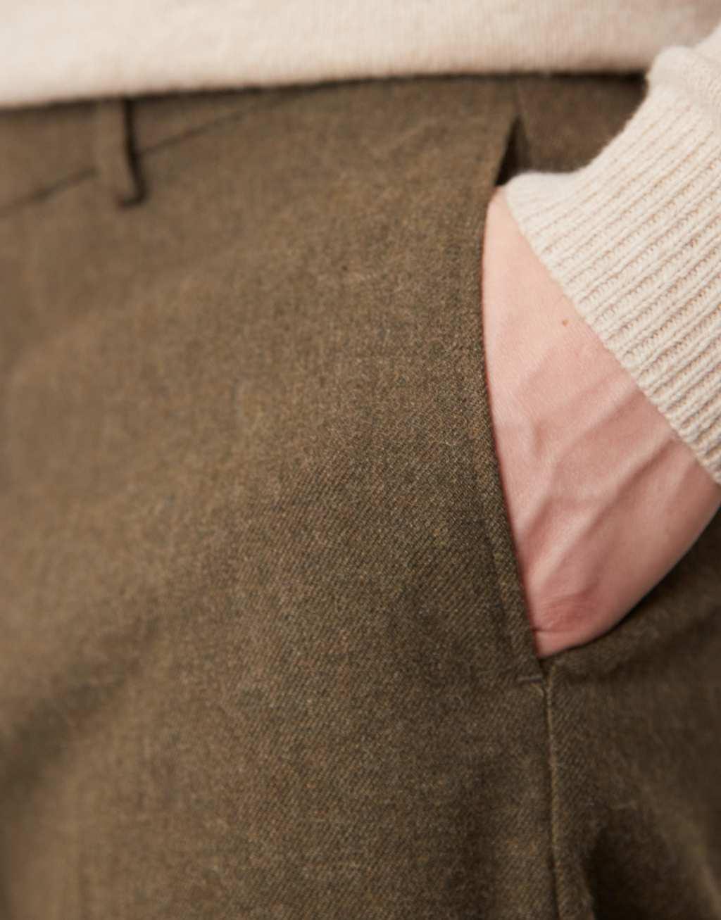 ASOS DESIGN wool look oversized tapered dress pants in olive twill Product Image