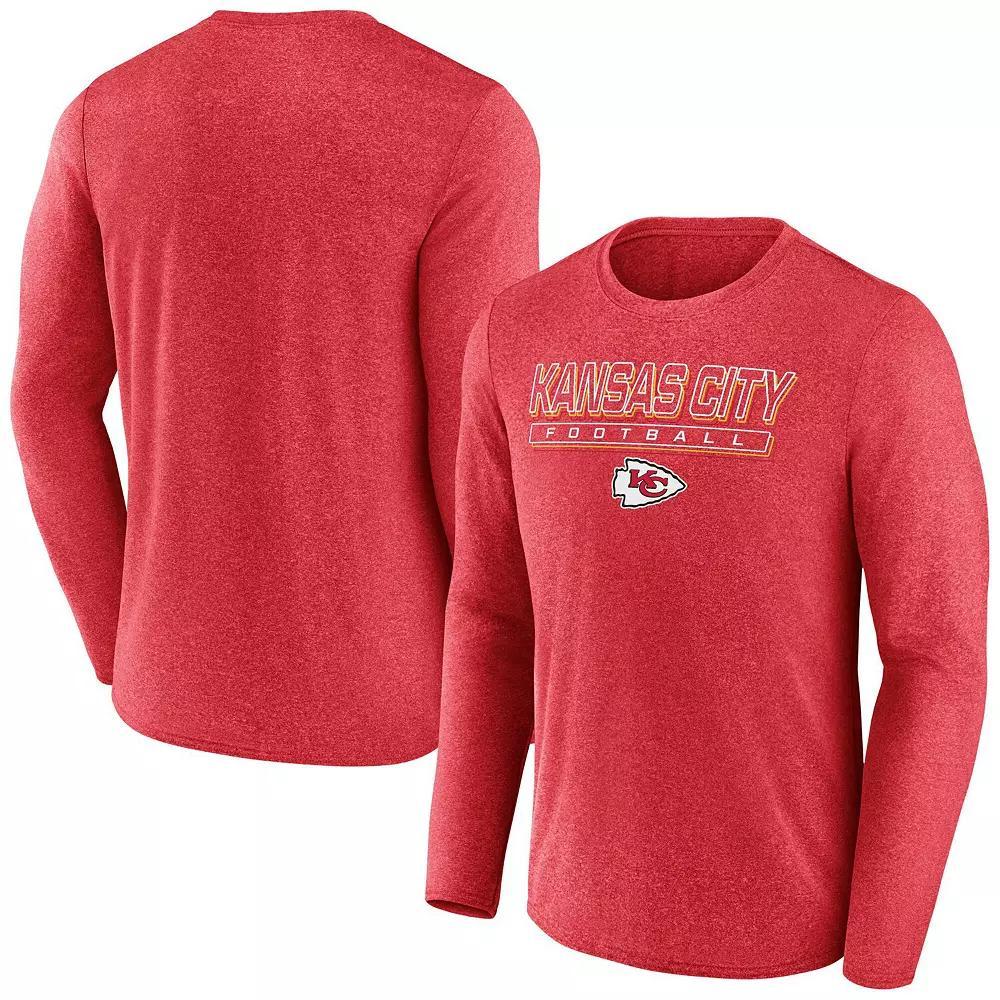 Men's Fanatics  Heather Red Kansas City Chiefs Fundamentals Long Sleeve T-Shirt, Size: Small Product Image