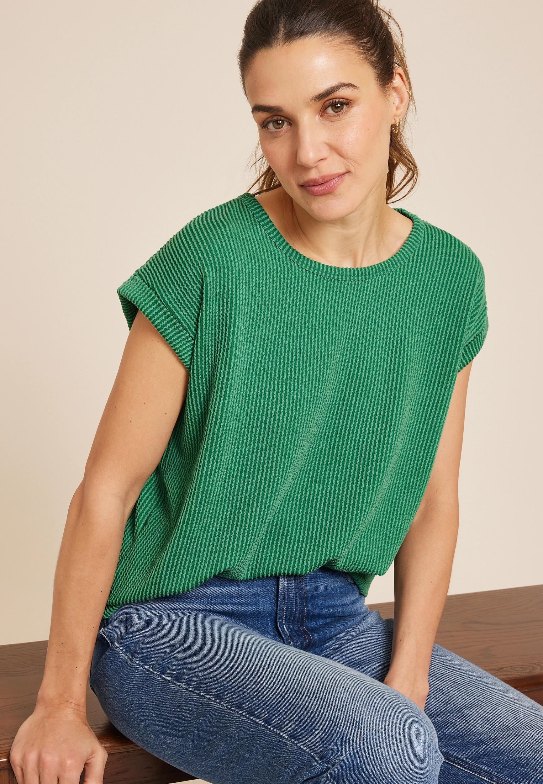 24/7 Clara Wavy Ribbed Short Sleeve Tee Product Image