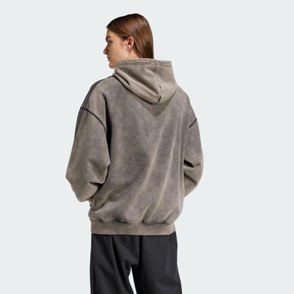 adidas Premium Essentials Retro Washed Hoodie Black L Mens Product Image