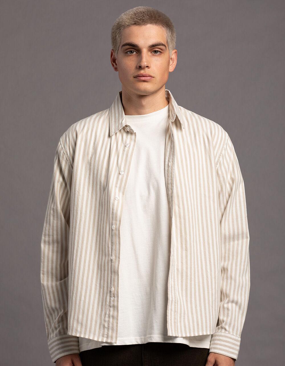 RSQ Mens Striped Oxford Shirt - TAN Product Image