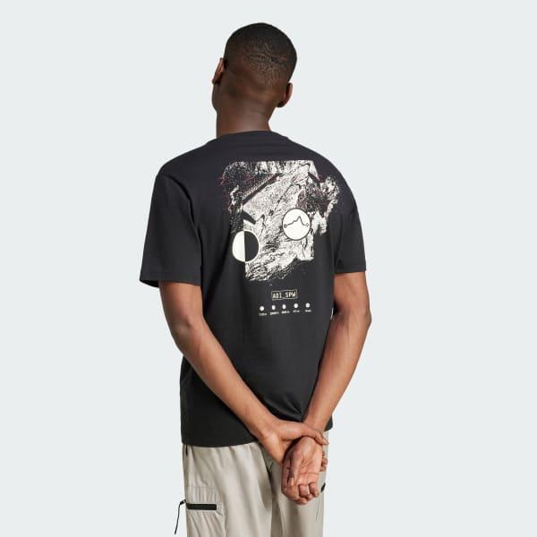 adidas City Escape Space Graphic Tee Wonder Silver XL Mens Product Image