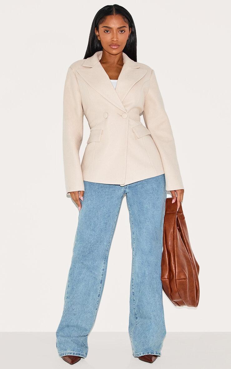 Shape Stone Wool Look Cinched Waist Blazer Product Image