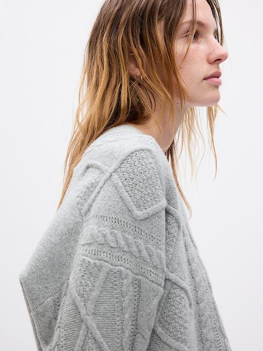 CashSoft Cable-Knit Cardigan Product Image