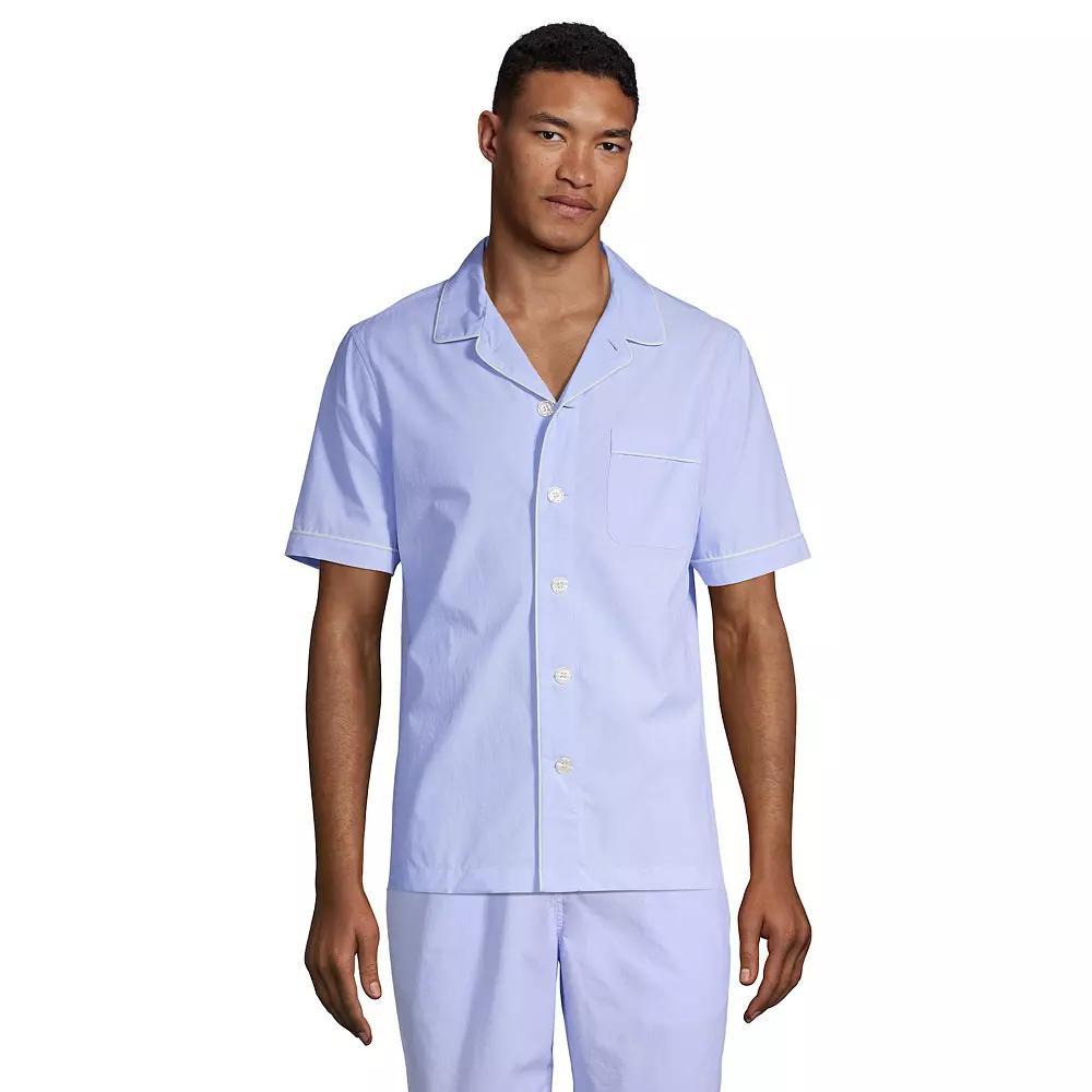 Men's Lands' End Poplin Pajama Shirt, Size: Large, Blue Chambray Product Image
