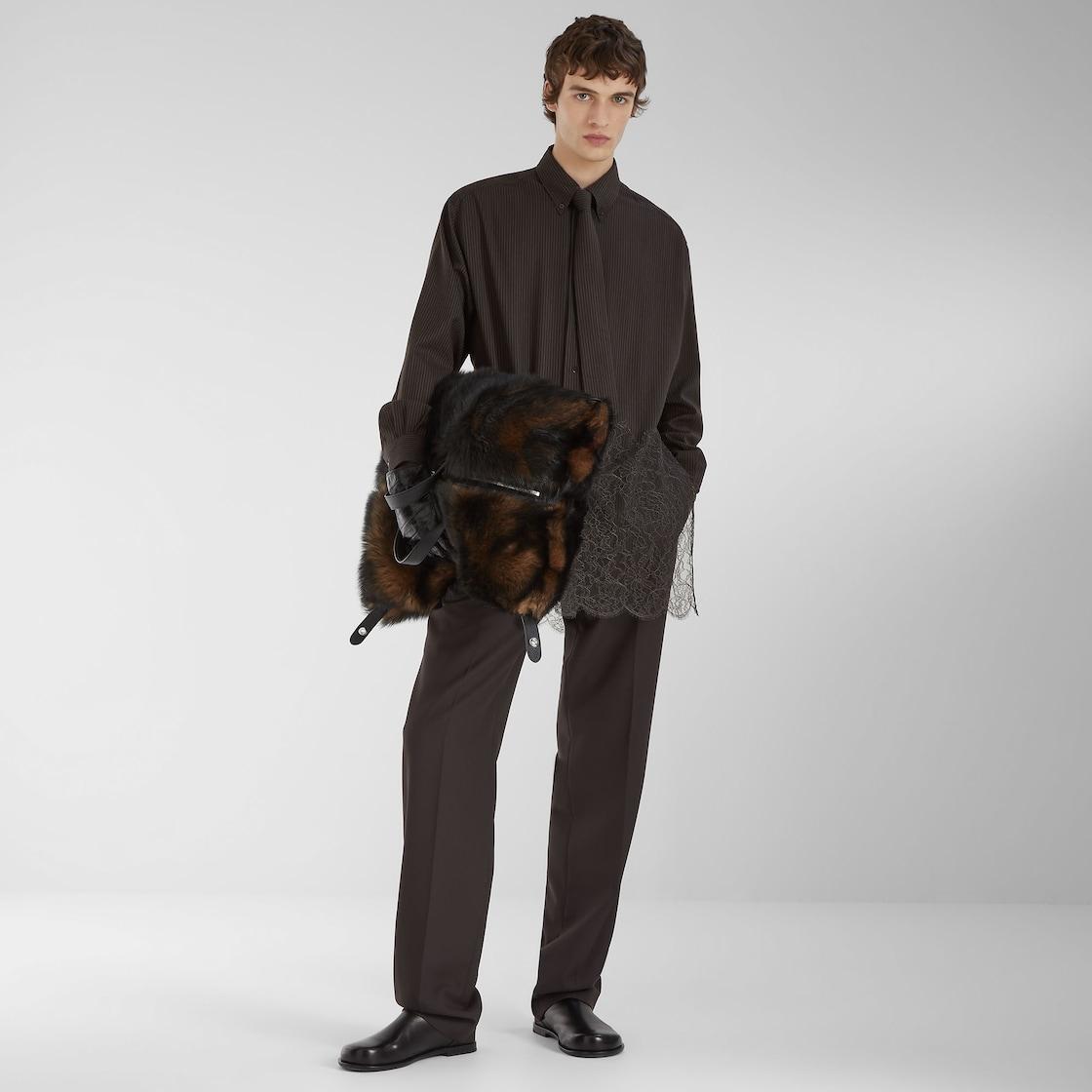 Medium Fendi Siesta Black and brown shearling bag Product Image
