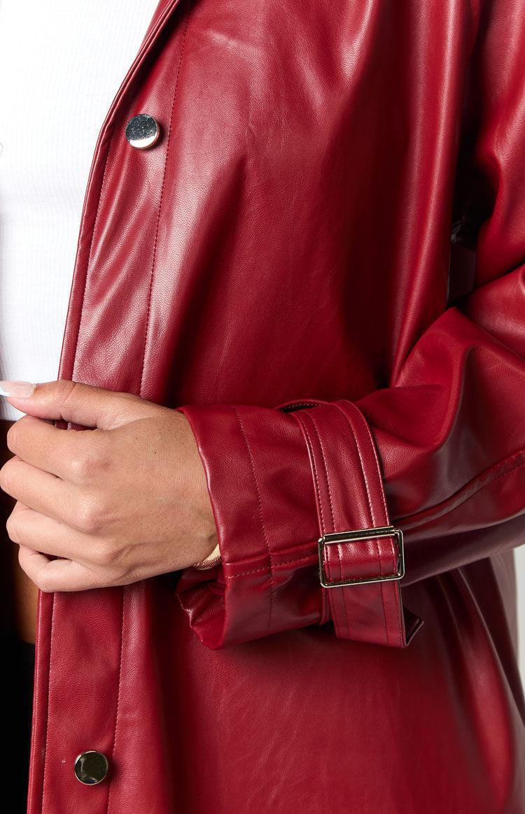 Finn Red PU Trench Coat Girls Product Image