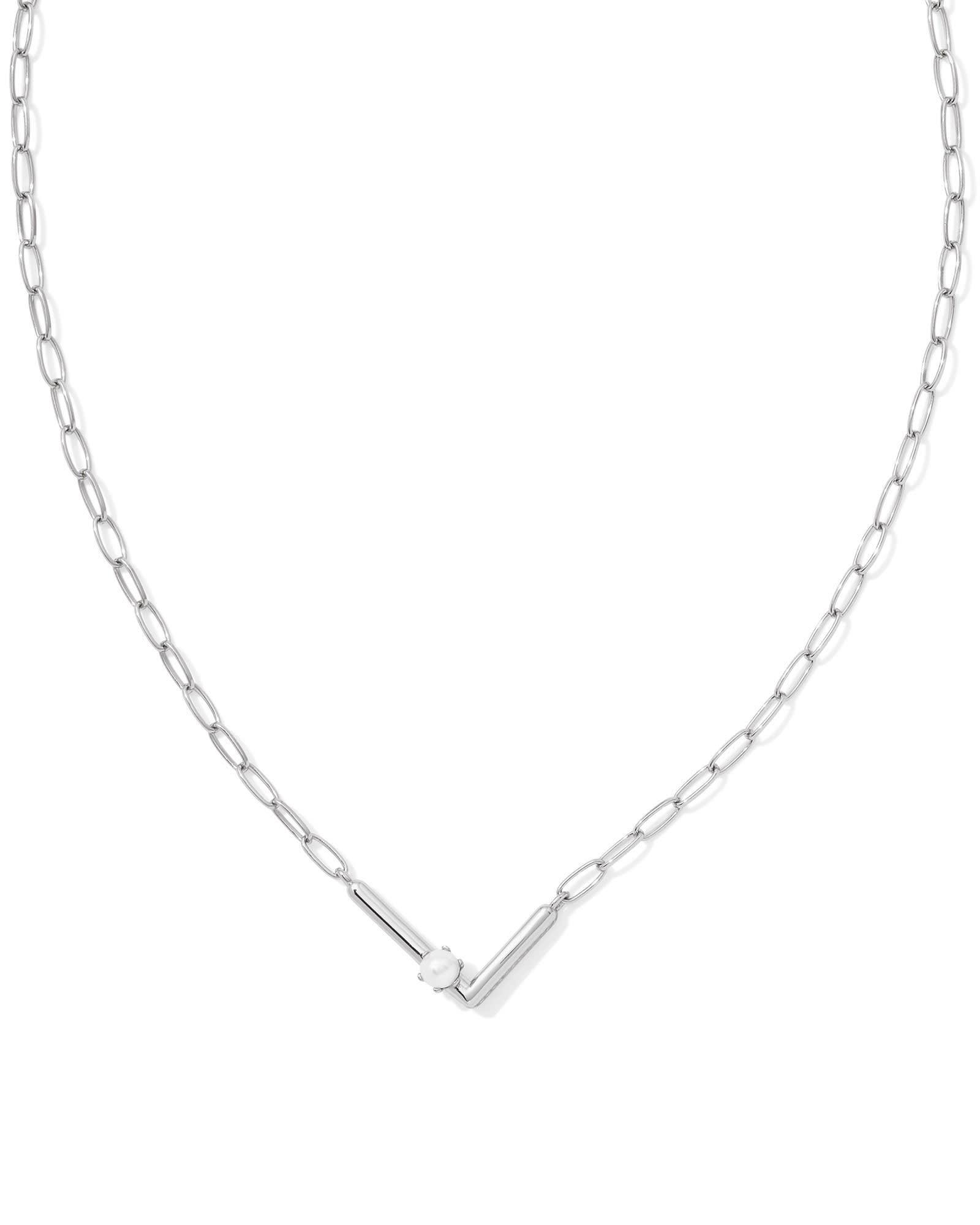 Pearl Silver Letter X Short Pendant Necklace in Freshwater Cultured Pearl Product Image