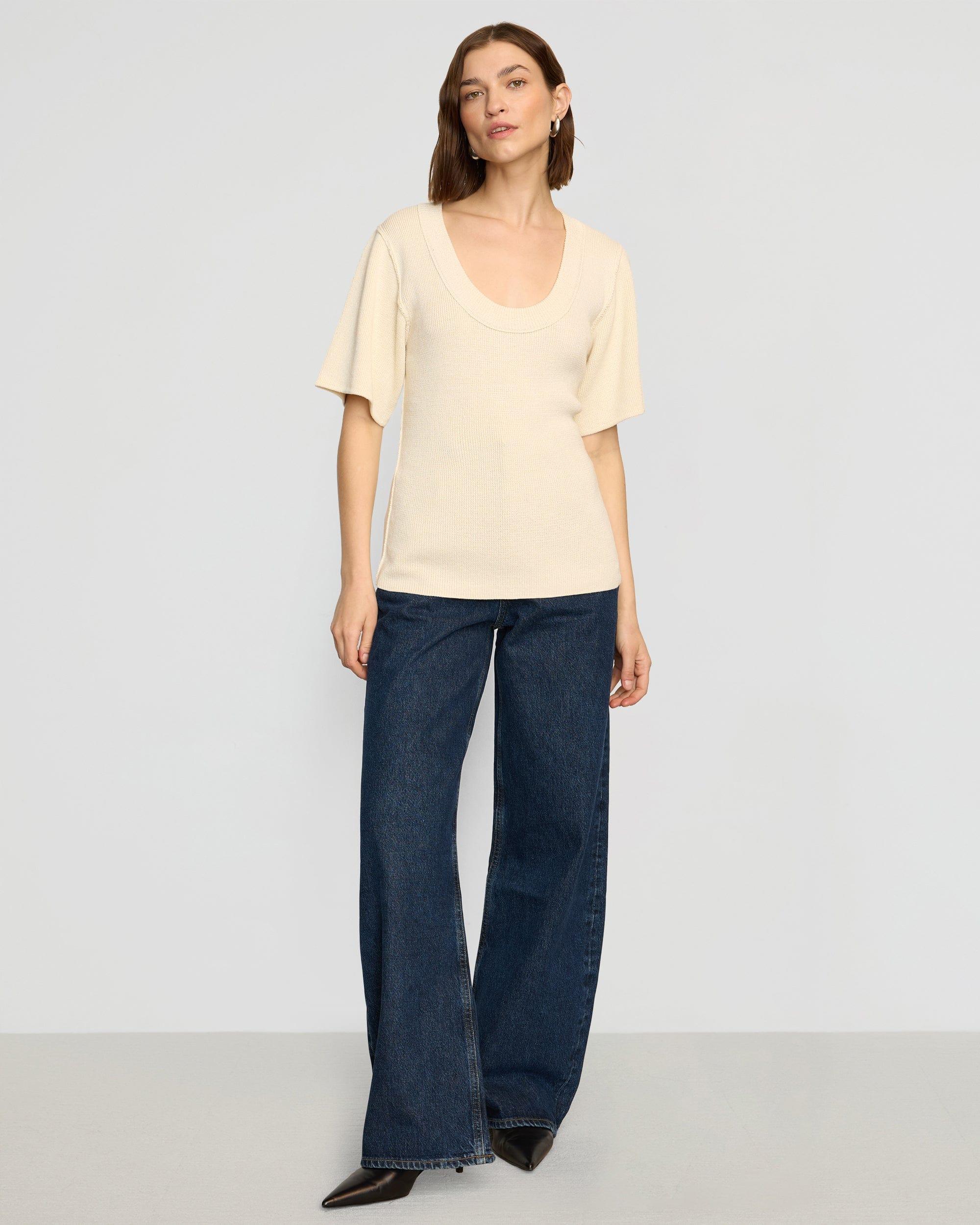 Reina Sculpted Scoop-Neck Knit Top Product Image