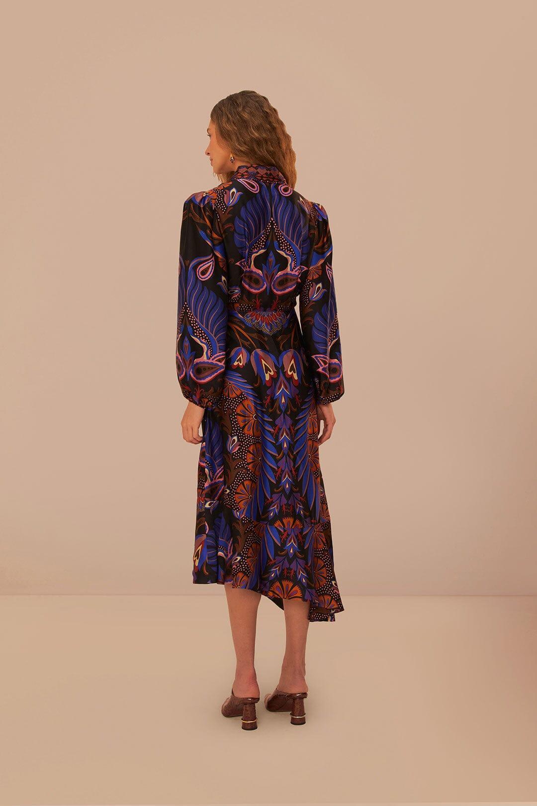 Heart Forest Black Long Sleeve Midi Dress, HEART FOREST BLACK / XS Product Image